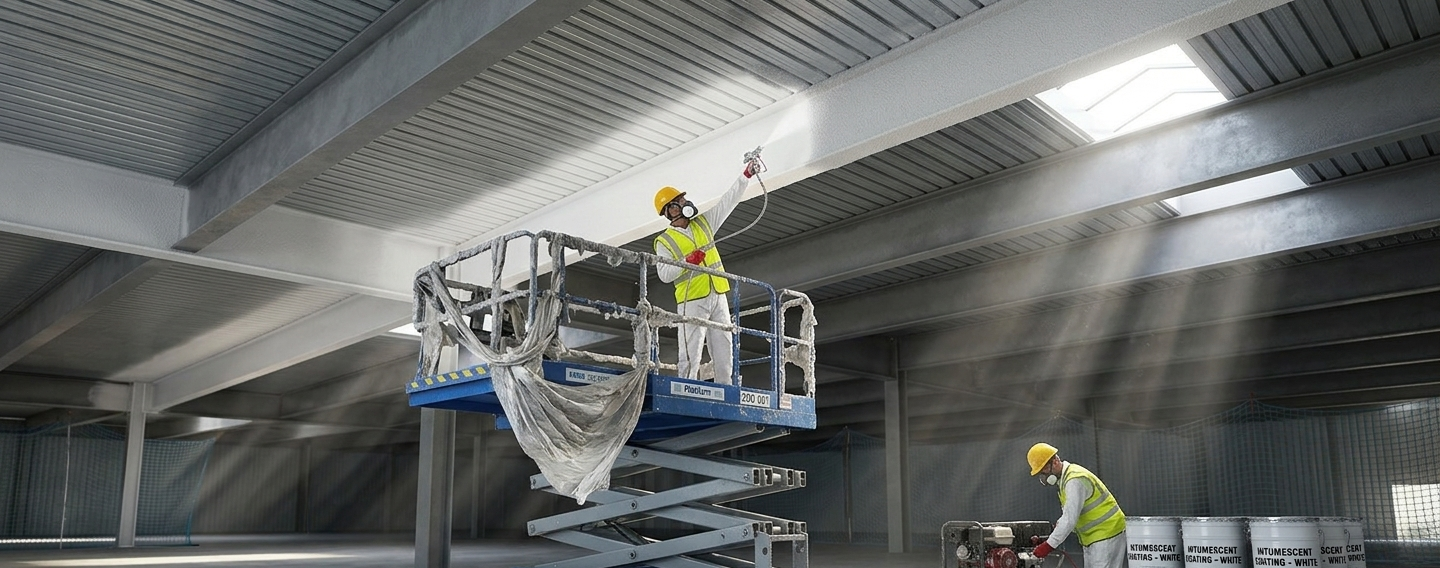 Industrial structure prepared for passive fire protection work
