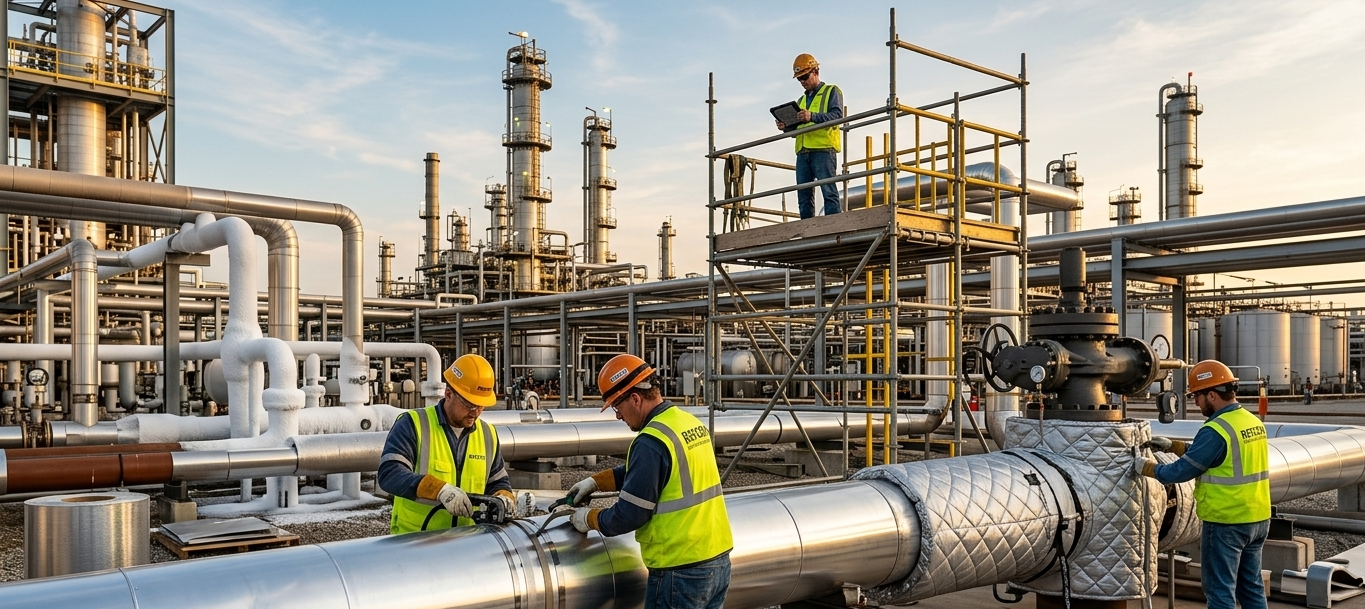 Insulated industrial pipework and process equipment