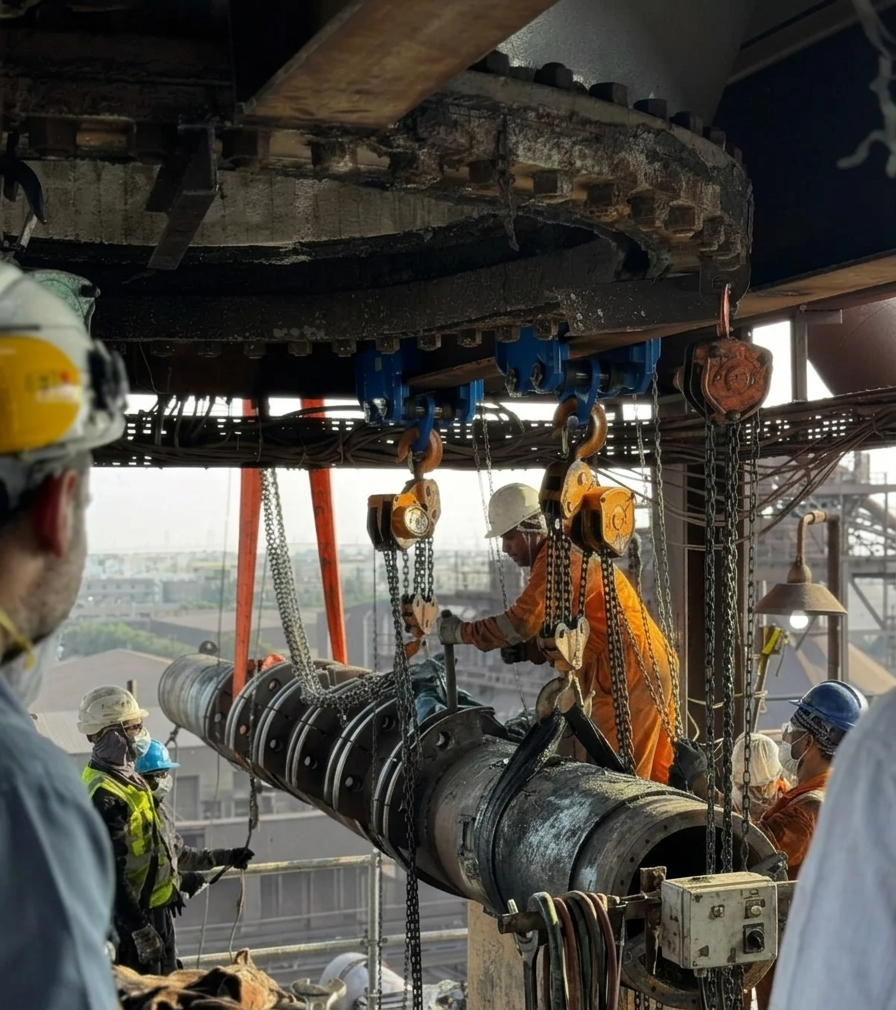 Mechanical maintenance team inspecting industrial equipment